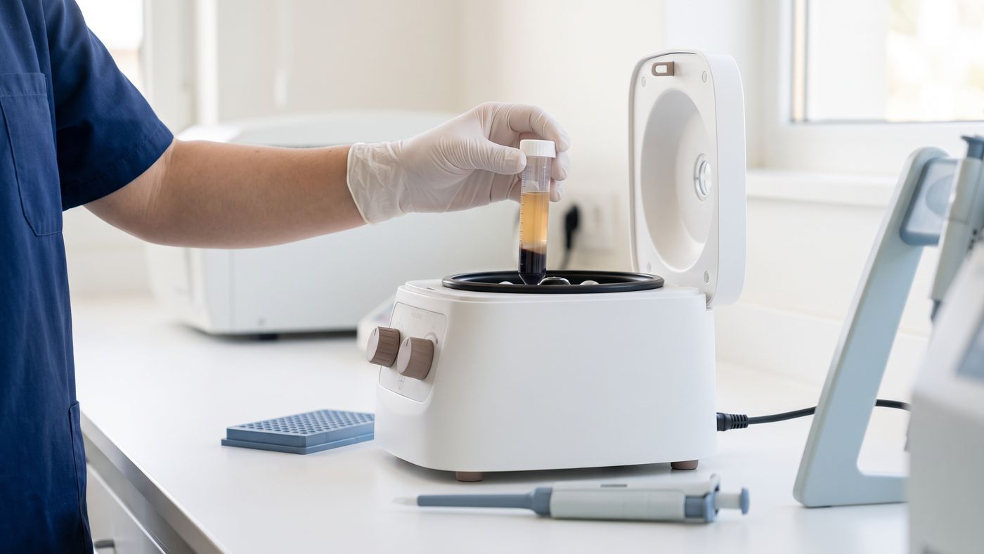 Il PRP si prepara da un piccolo campione del tuo sangue, separato in centrifuga.